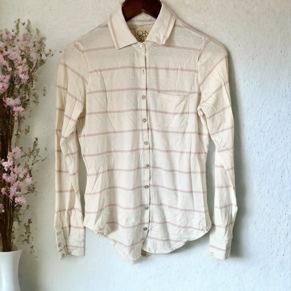 Chaser Tops - Chaser Stripe Button Down Shirt Size Medium
